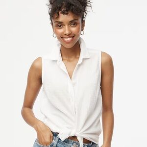 Jcrew Factory sleeveless gauze button up shirt